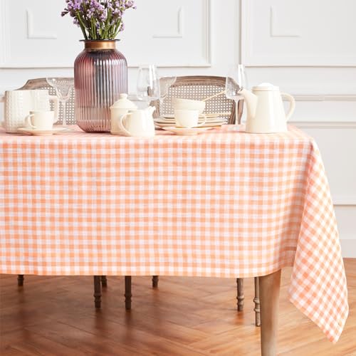 100% Pure Linen Checkered Tablecloth 60 x 132 Inch S580