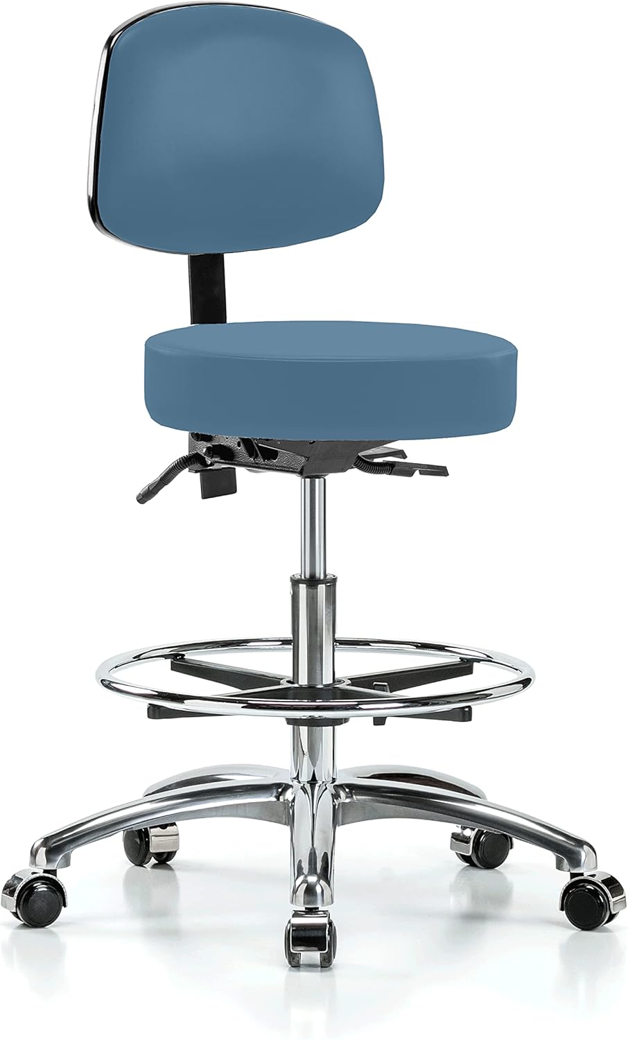 Chrome Height Adjustable Doctor's Stool with Back and Footring R6076