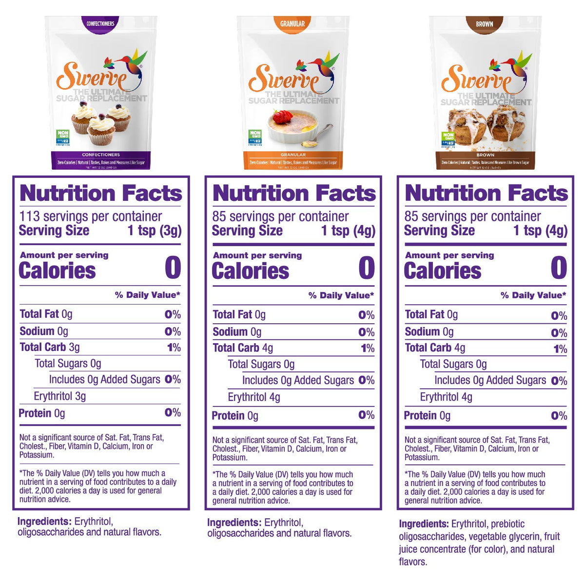 Granular, Confectioners, and Brown Sweetener 3 pack O52437