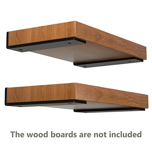 Black Powder Coated Steel Floating Shelf Brackets 4-Pack H9322