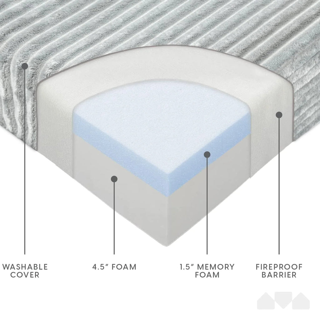 Tri Folding Memory Foam Sofa Mattress with Washable Cover, Twin Size E424