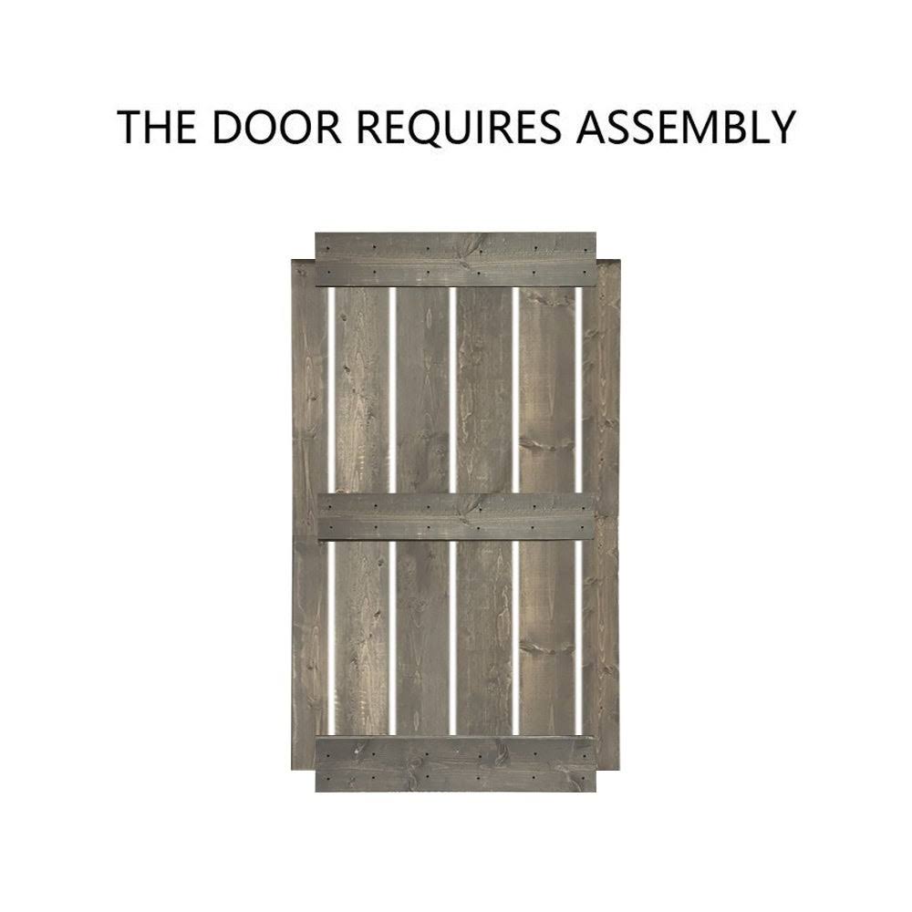 Solid Colonial Maple Stained Pine Wood Interior Sliding Barn Door with Hardware Kit J752616