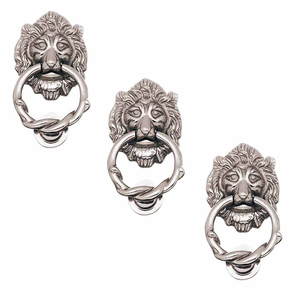 3 Door Knocker Lion Chrome Cast Brass 6 1/4 H x 3 5/8 W I556