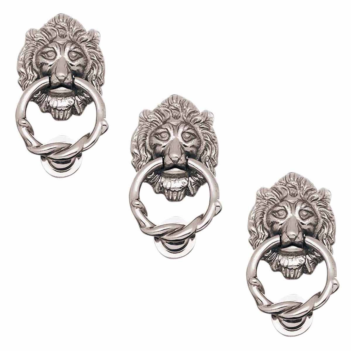 3 Door Knocker Lion Chrome Cast Brass 6 1/4 H x 3 5/8 W I556