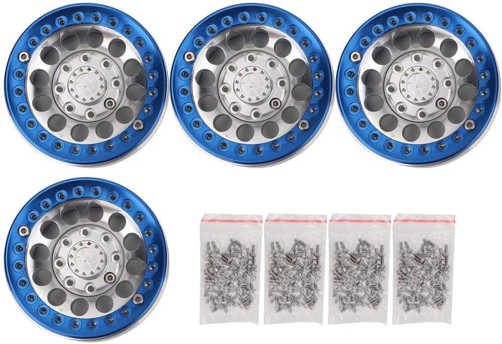 4Pcs 1.9 Inch Beadlock Wheel Rim Hub Accessory for RC Crawler Car (Black Red) R6252