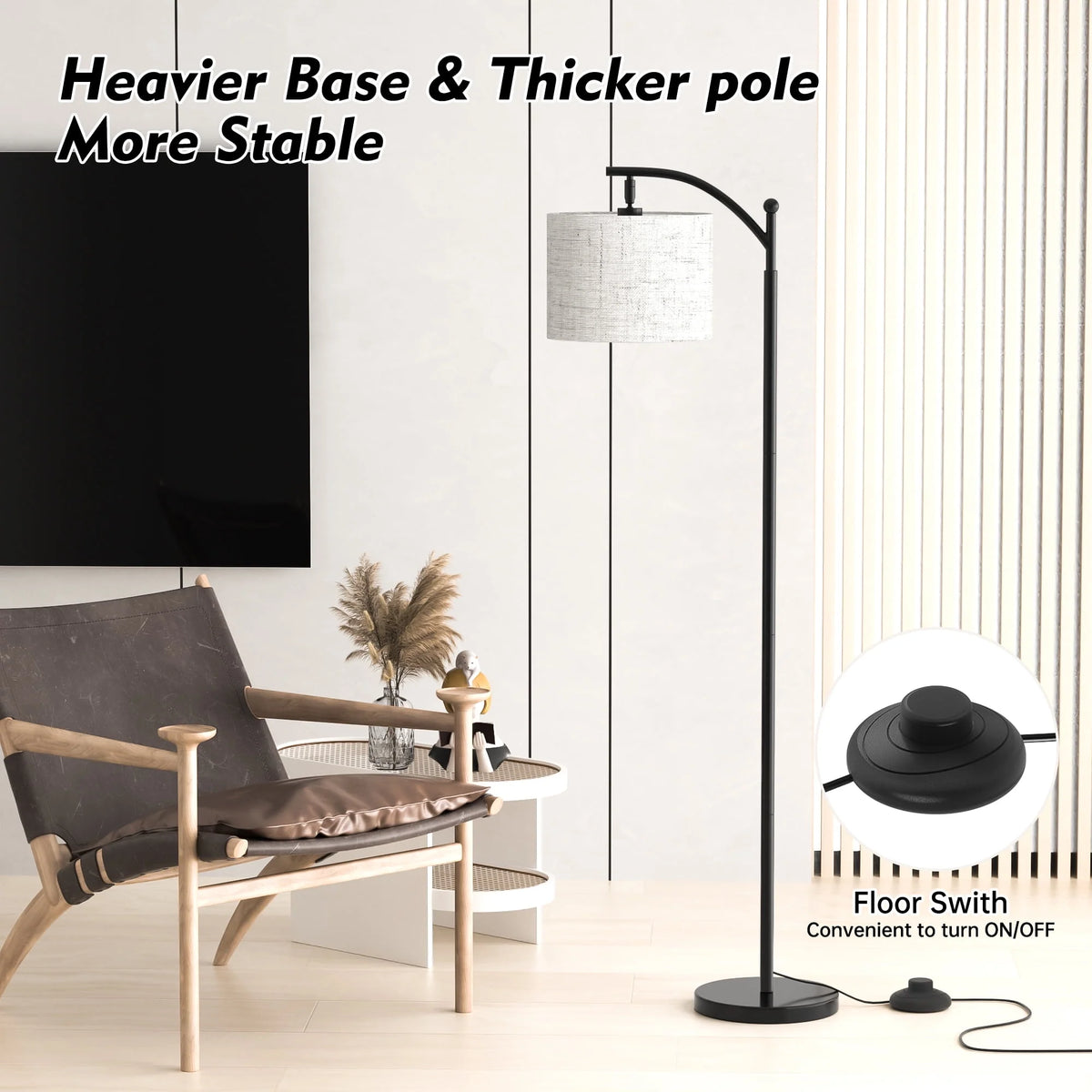 Floor Lamp with 3 Color Temperatures Linen Shade R18173