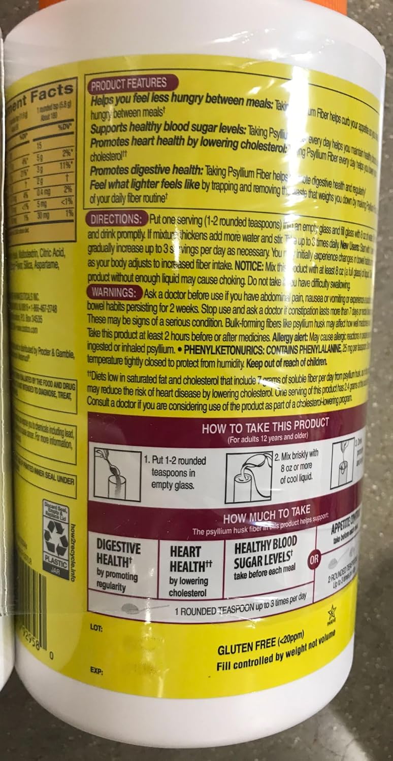 Sugar-Free Psyllium Fiber Supplement Powder, 360 Doses Z586879