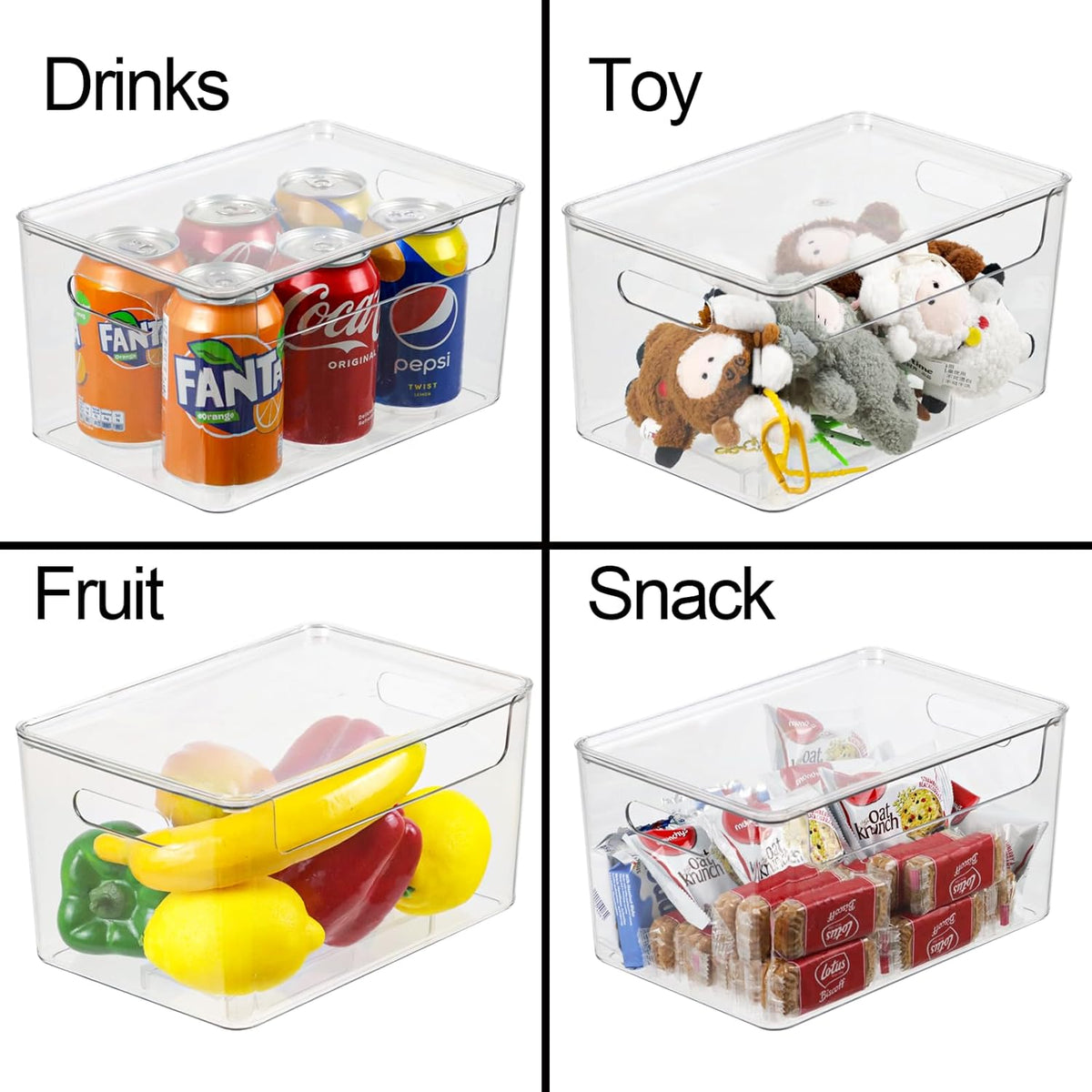 Set of 4 Clear Plastic Storage Bin with Lid W84408