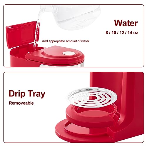 2 in 1 K Cup Coffee Maker, Single Serve Coffee Maker for Capsule and Ground Coffee, Pod Coffee Maker with Self-Cleaning Function, 8-14 oz Brew Size R908281