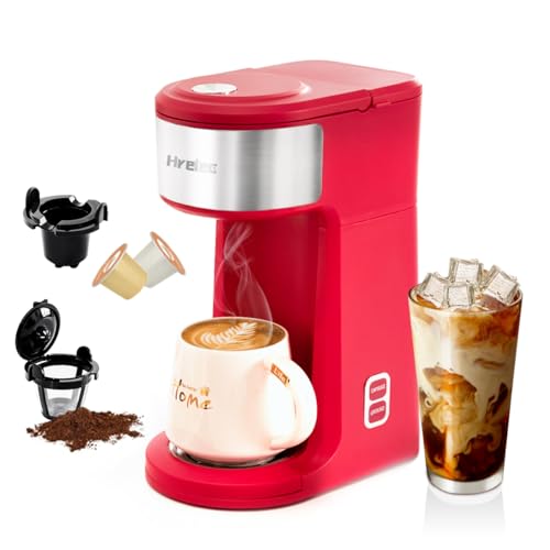 2 in 1 K Cup Coffee Maker, Single Serve Coffee Maker for Capsule and Ground Coffee, Pod Coffee Maker with Self-Cleaning Function, 8-14 oz Brew Size R908281
