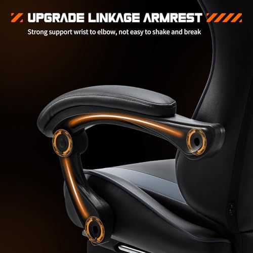 Grey PU Leather Reclining Gaming Chair with Footrest I955688
