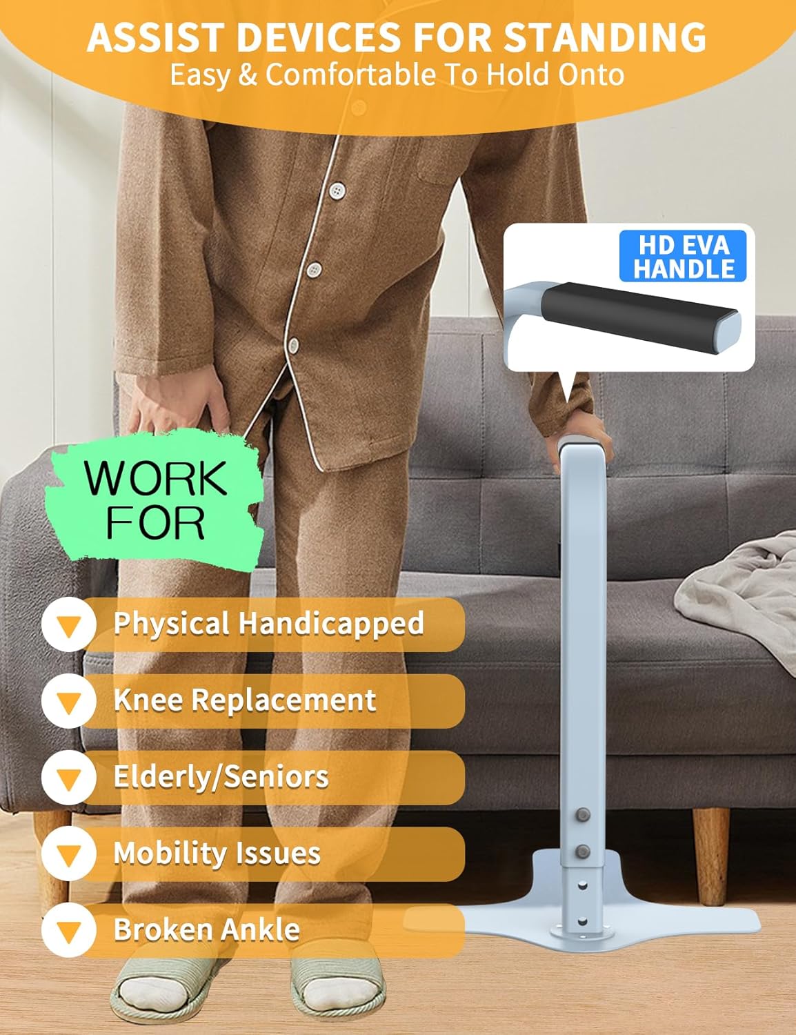 Chair Couch Lift Assist, Four Heights Adjustable, Light Grey, Max 300LBs Capacity U3633