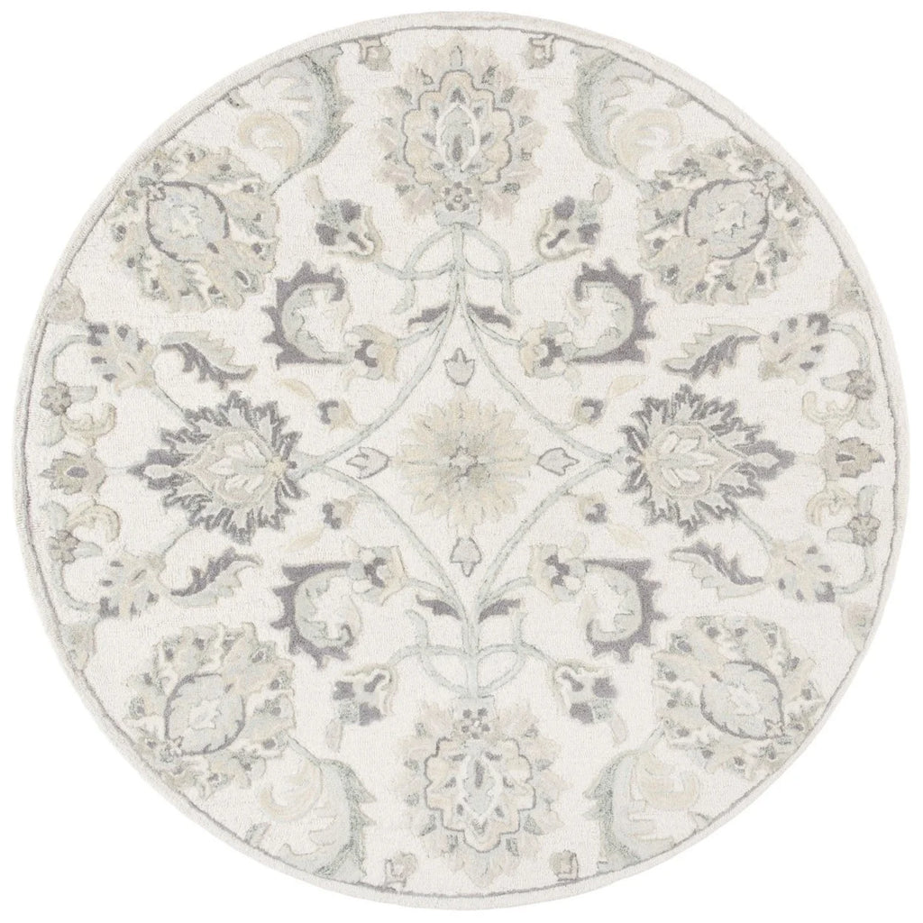 Ivory/Grey Floral Wool Area Rug D864