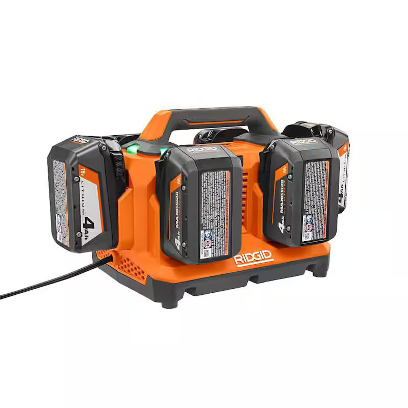 18V 6-Port Sequential Charger with 4.0 Ah Lithium-Ion Battery 2-Pack K41715