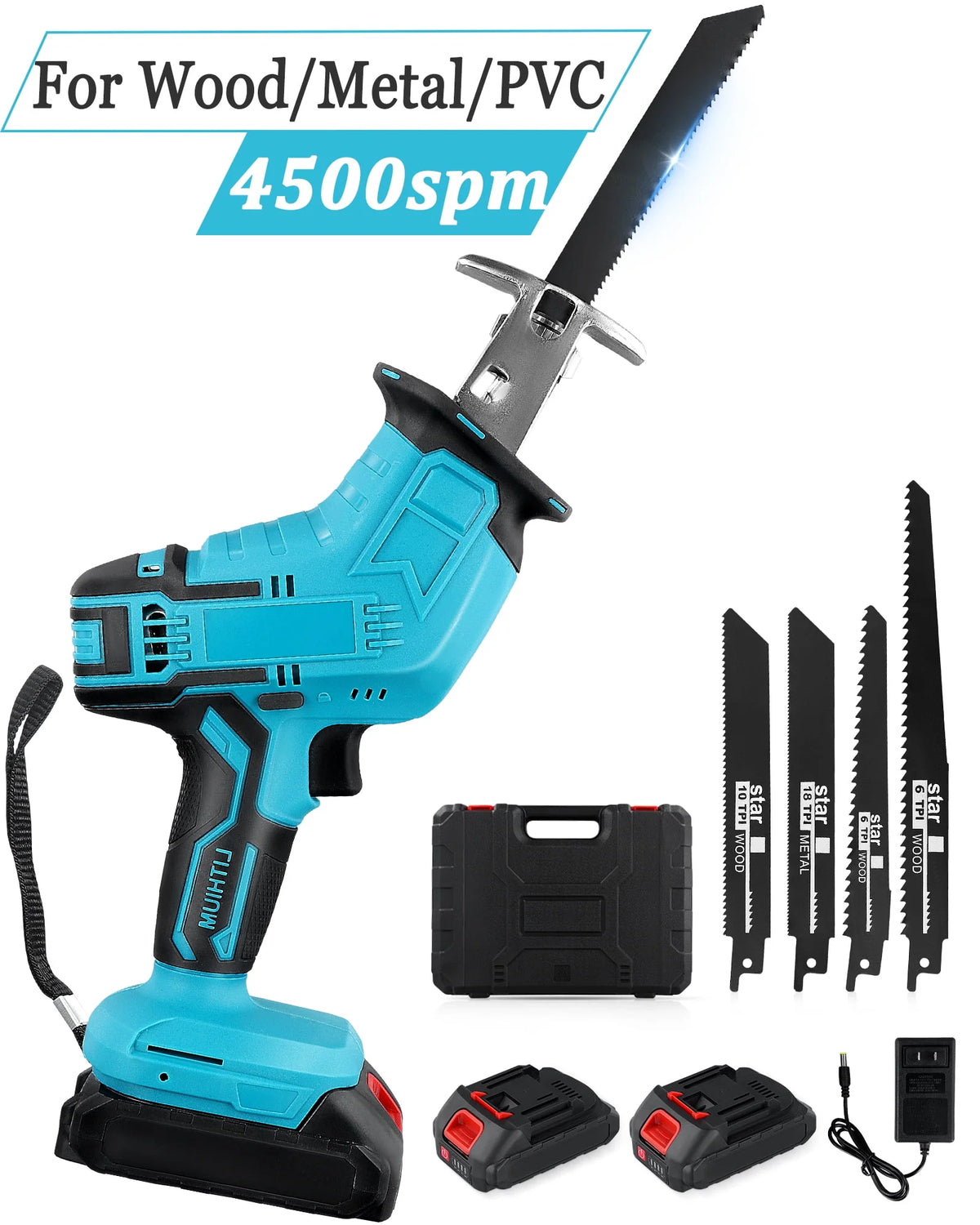 Cordless Reciprocating Saw 21V with 2 Battery 4 Saw Blades E729589