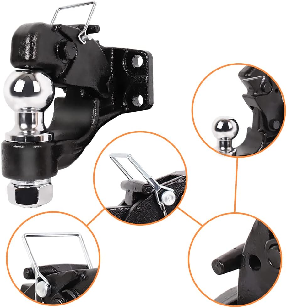Black 18000 lbs 2" Trailer Ball Pintle Hook Hitch Pack of 2 V4048