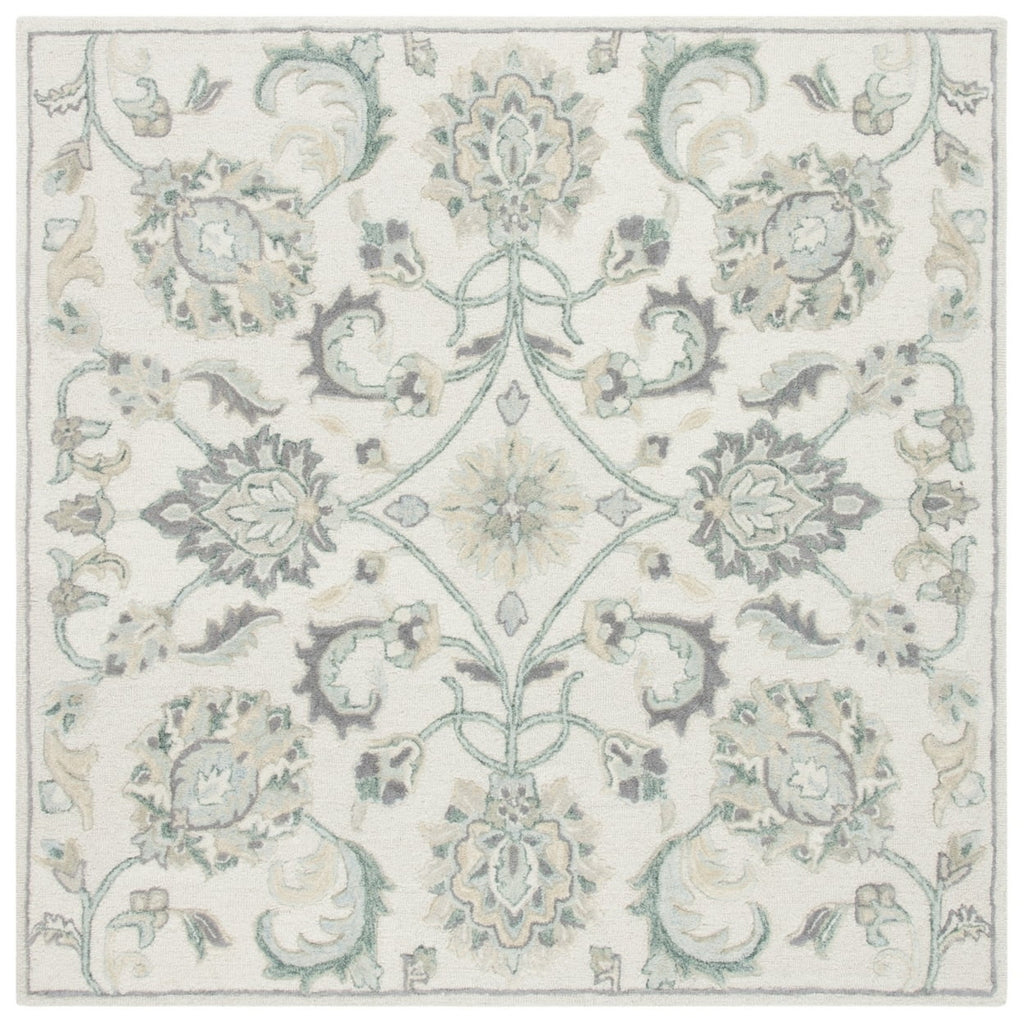 Ivory/Grey Floral Wool Area Rug D864