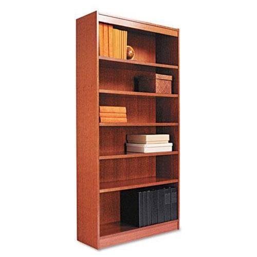 Square Corner Wood Bookcase Seven-Shelf Medium Cherry U7968