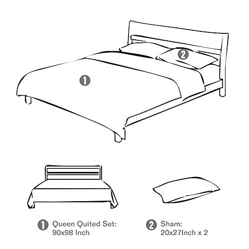 Oversized King 3-Piece Cotton Reversible Embroidered Quilted Bedding Set with Shams W422