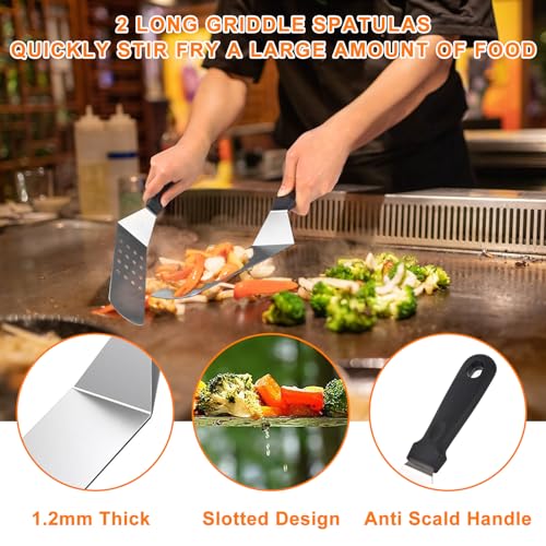 24Pcs Grilling Accessories Set with Scraper, Enlarged Spatulas, Basting Cover X1823