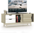 Oak Wood TV Stand with 2 Drawers and 2 Sliding Doors K2055