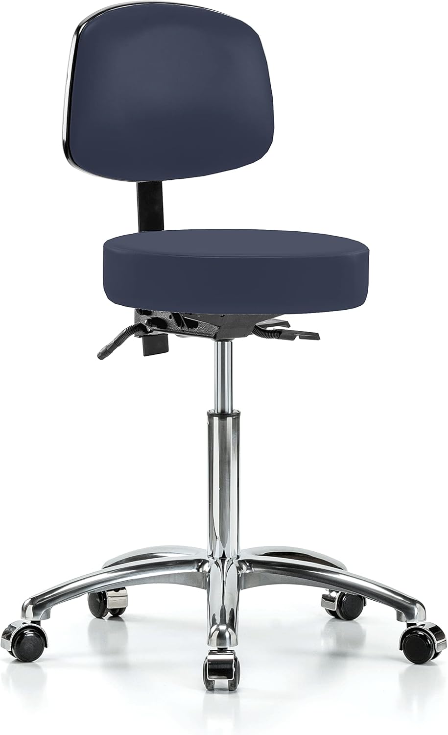 Chrome Height Adjustable Doctor's Stool with Back and Footring R6076
