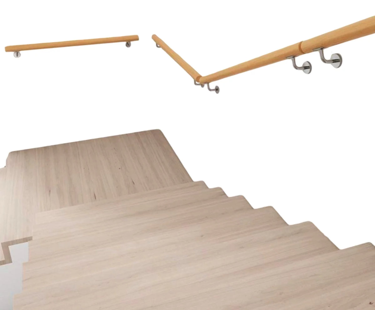 Silver 15 FT Long Wooden Stair Handrail with Iron Bracket P553