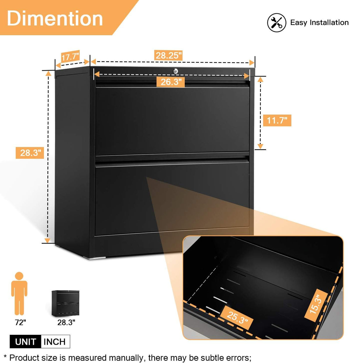 2 Drawer Metal File Cabinet with Lock N31113