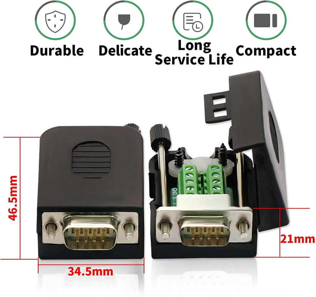 DB9 Male Solderless Adapter Connector Breakout Board with Case S7283