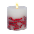 Flameless LED Candle Orange Leaf Embedded Real Wax Moving Flame Pillar Unscented with Recessed Edge (3.5 x 4.5 inch) B266