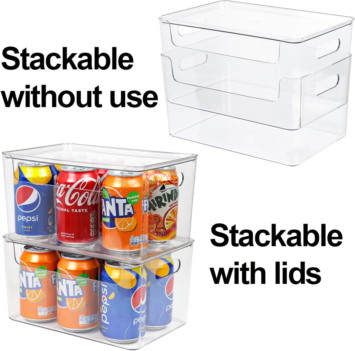 Set of 4 Clear Plastic Storage Bin with Lid W84408