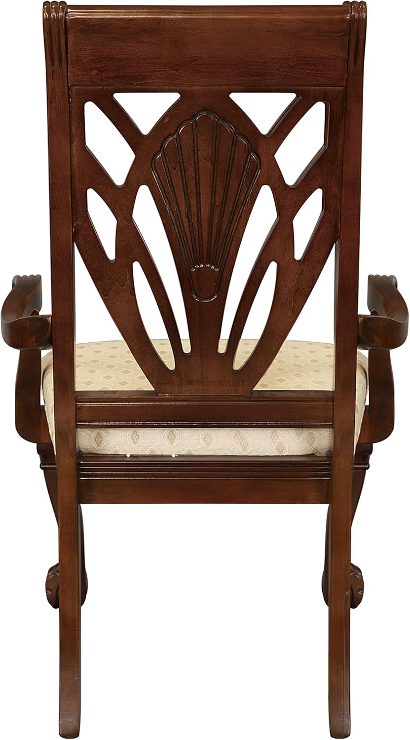 Dark Cherry Fabric Upholstered Dining Armchairs 2pc Set F874