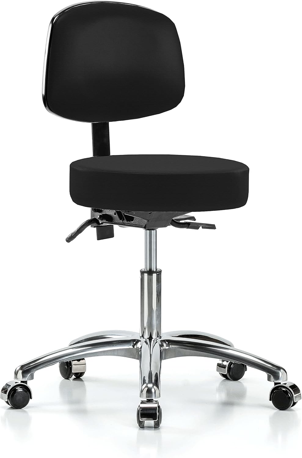 Chrome Height Adjustable Doctor's Stool with Back and Footring R6076