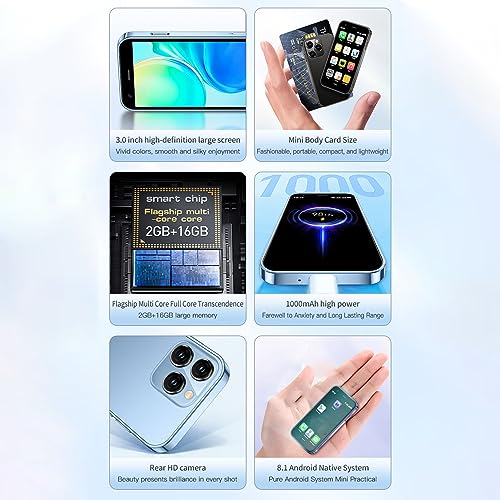 3G Mini Smartphone, 3 Inch Dual SIM Android Cell Phone, 2GB RAM 16GB, Purple H774246