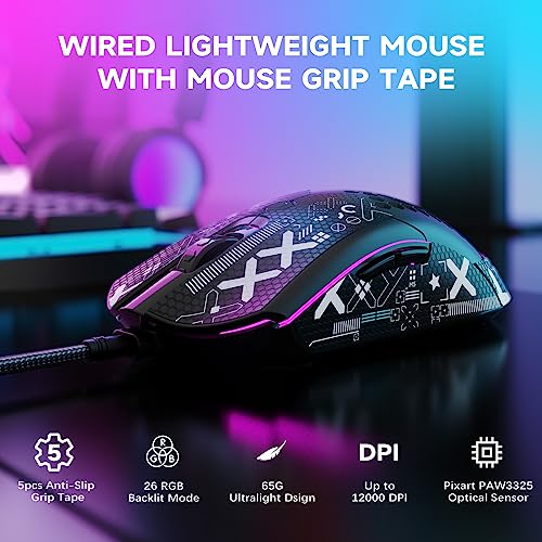 Green 65G Honeycomb Shell Wired Gaming Mouse F93905