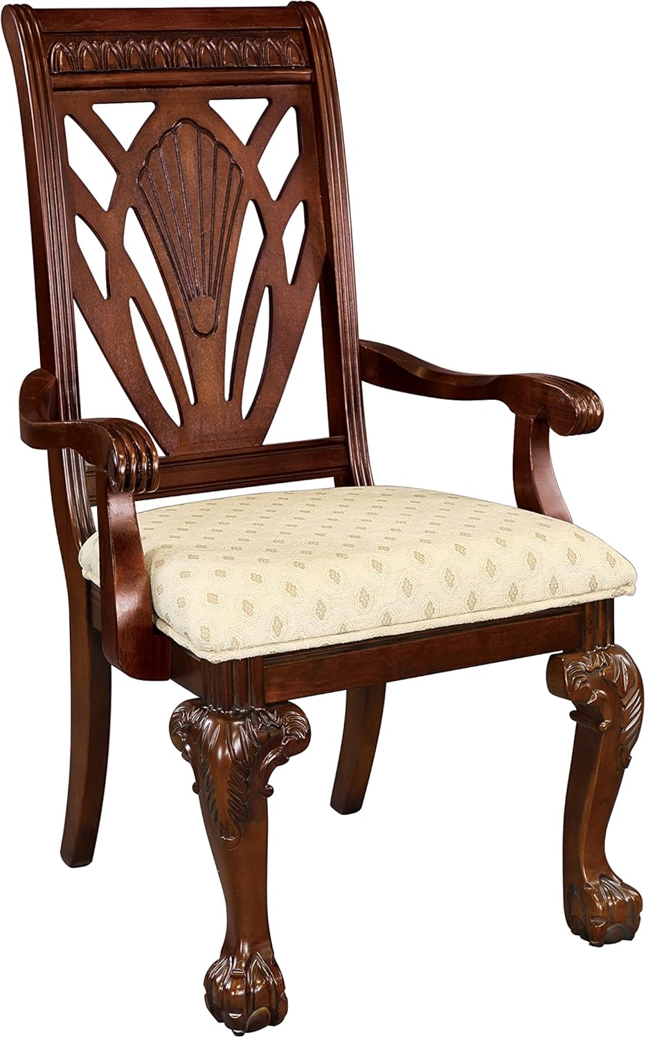 Dark Cherry Fabric Upholstered Dining Armchairs 2pc Set F874
