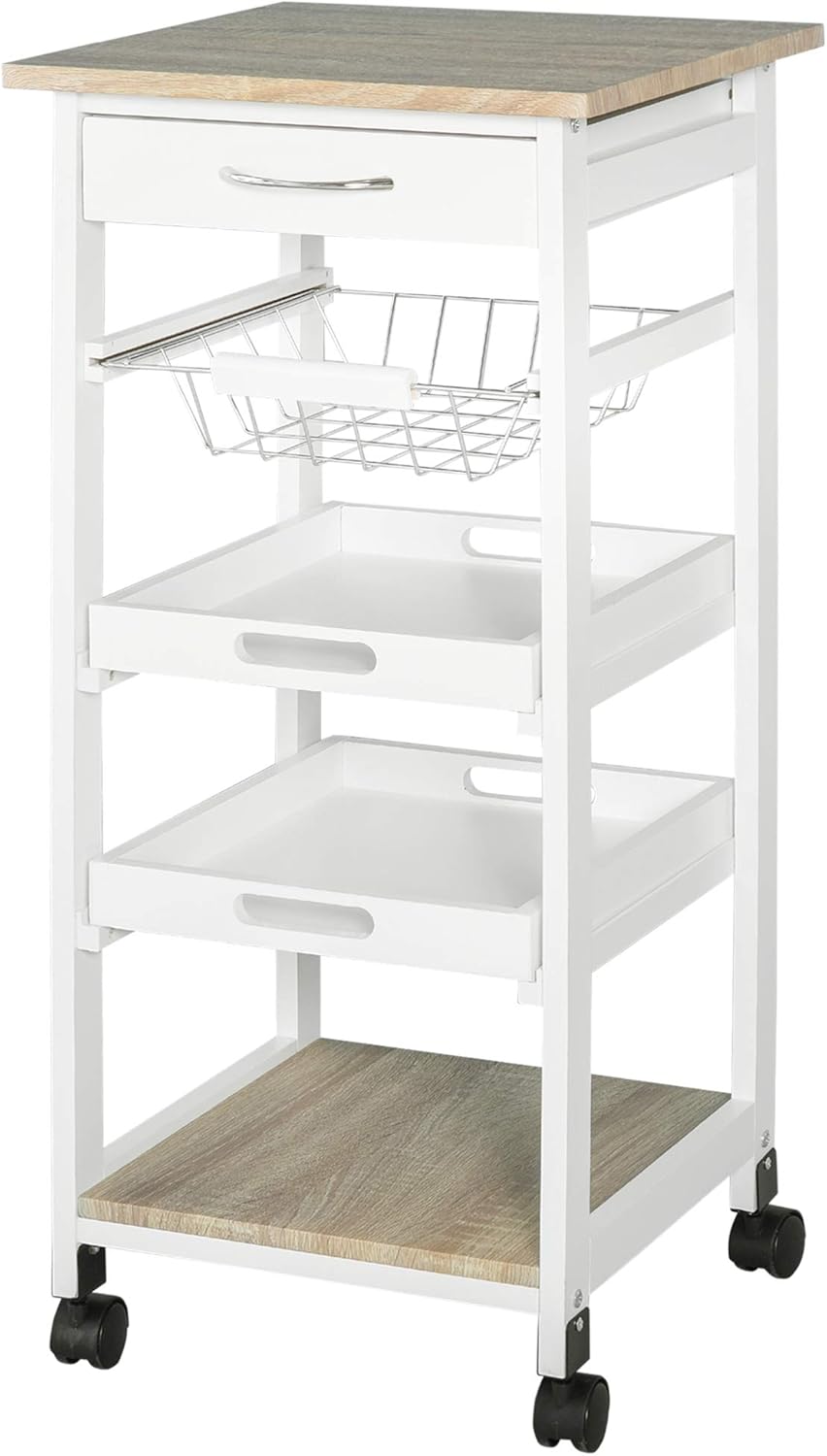 Grey Rolling Kitchen Island Cart with Drawer K29110