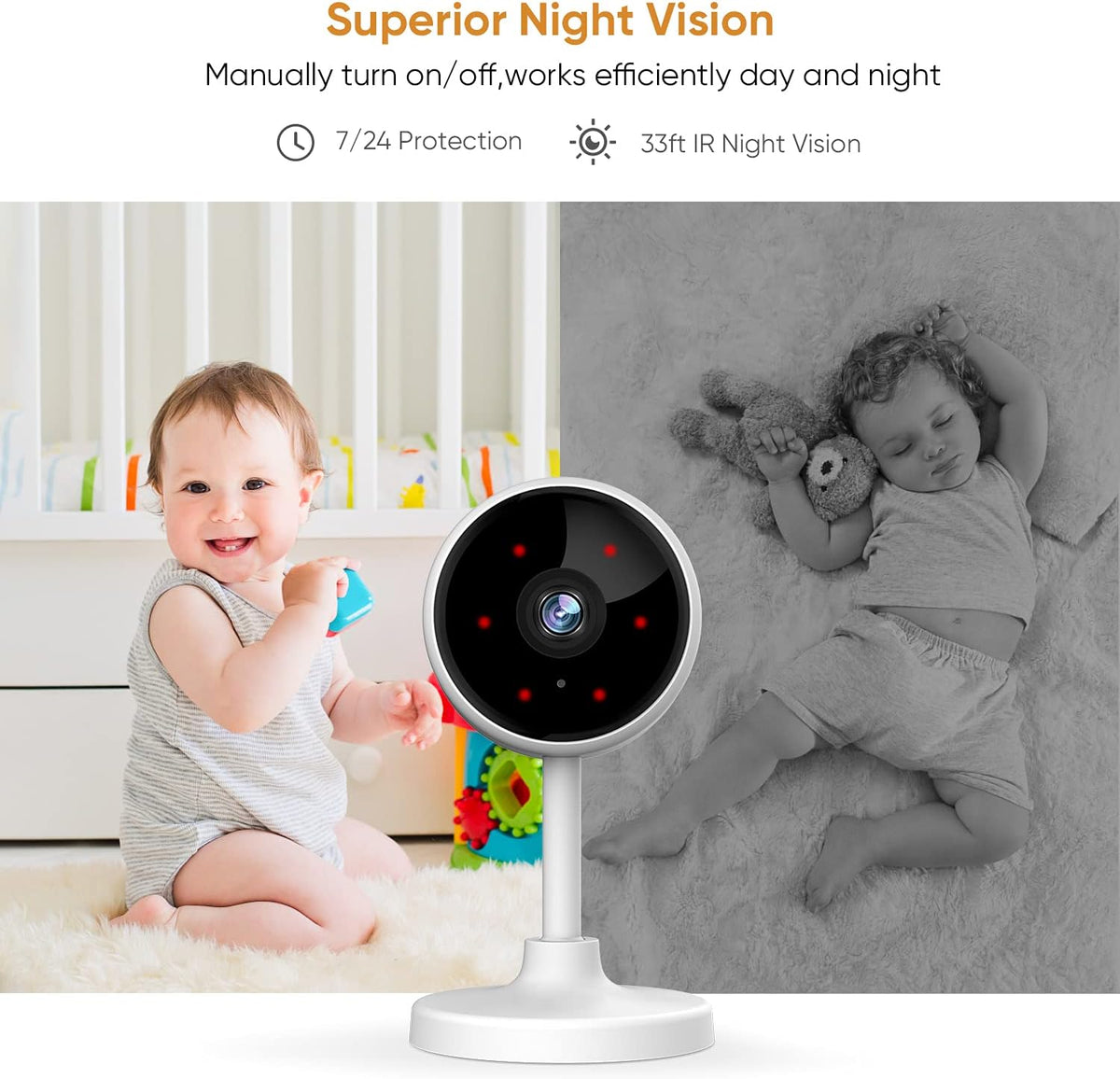 Indoor Security Camera 2 Pack, 1080P WiFi Camera with Night Vision, 2-Way Audio, Human Motion Detection V5901