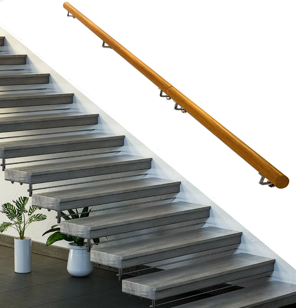Silver 15 FT Long Wooden Stair Handrail with Iron Bracket P553
