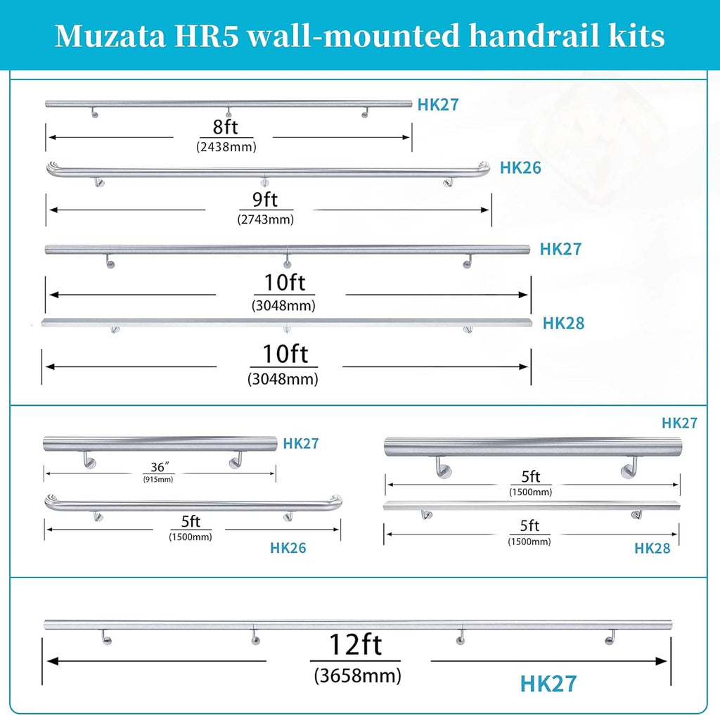 Brushed Stainless Steel Wall Mounted Stair Handrail H418257