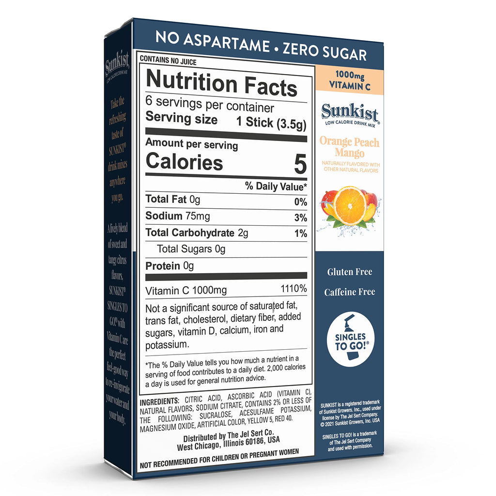Orange Peach Mango Powdered Drink Packets, 6-Count Per Box B68128