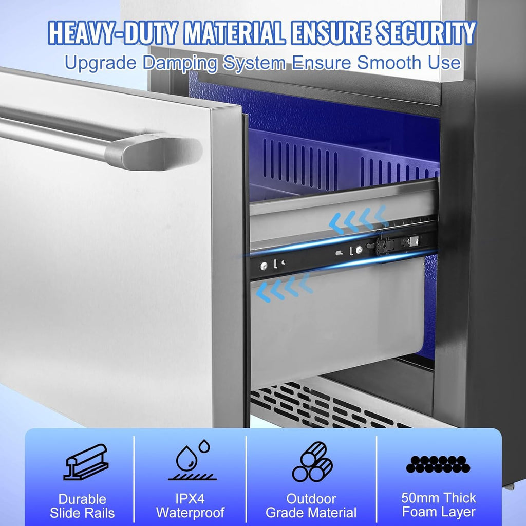 24 inch Undercounter Refrigerator, 2 Drawer, 4.87 Cu.ft. Capacity, silver U878137