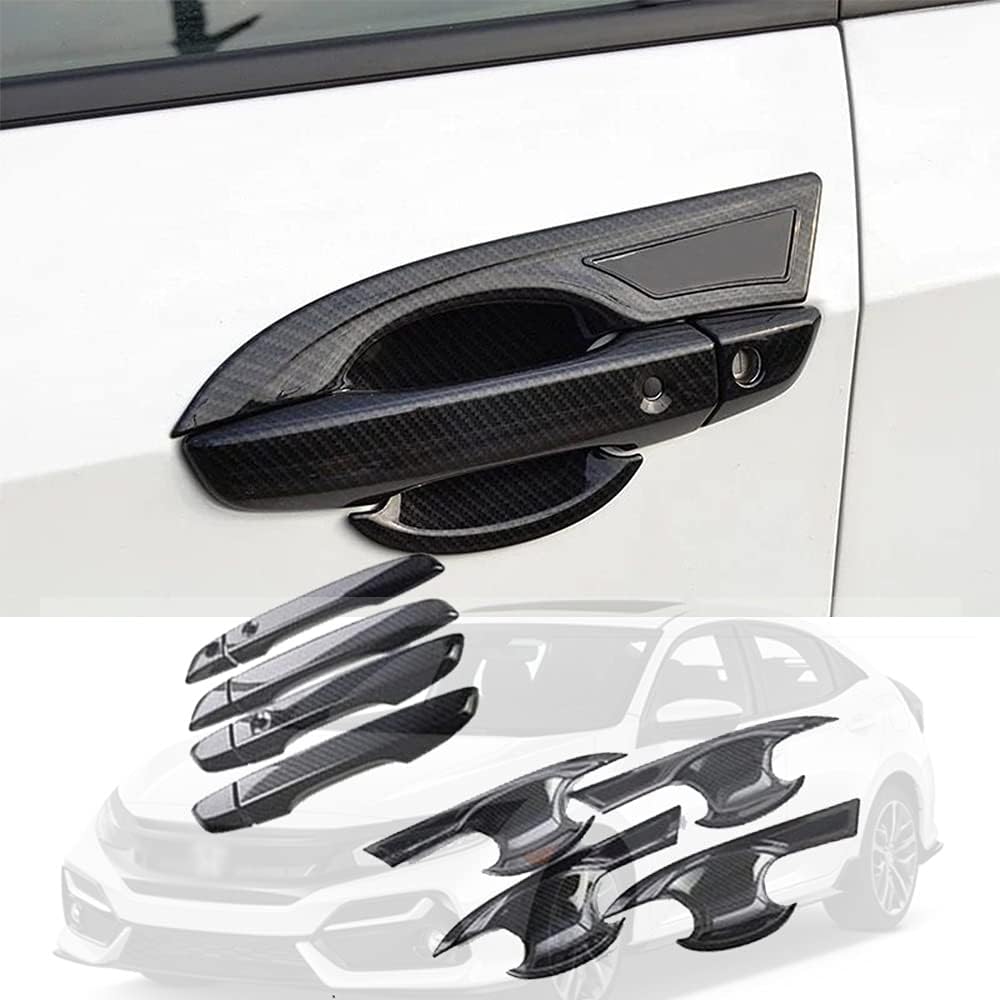 ABS Carbon Fiber Print Exterior Door Handle Cover Trim V193714
