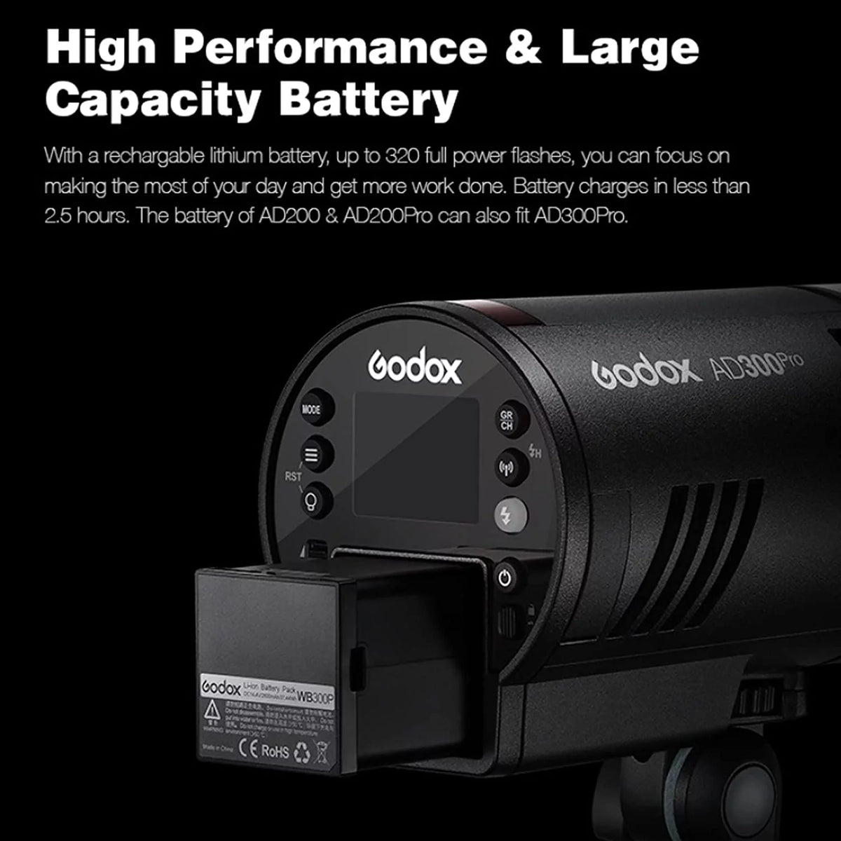 300W TTL Outdoor Flash with Bi-Color Modeling LED G650822