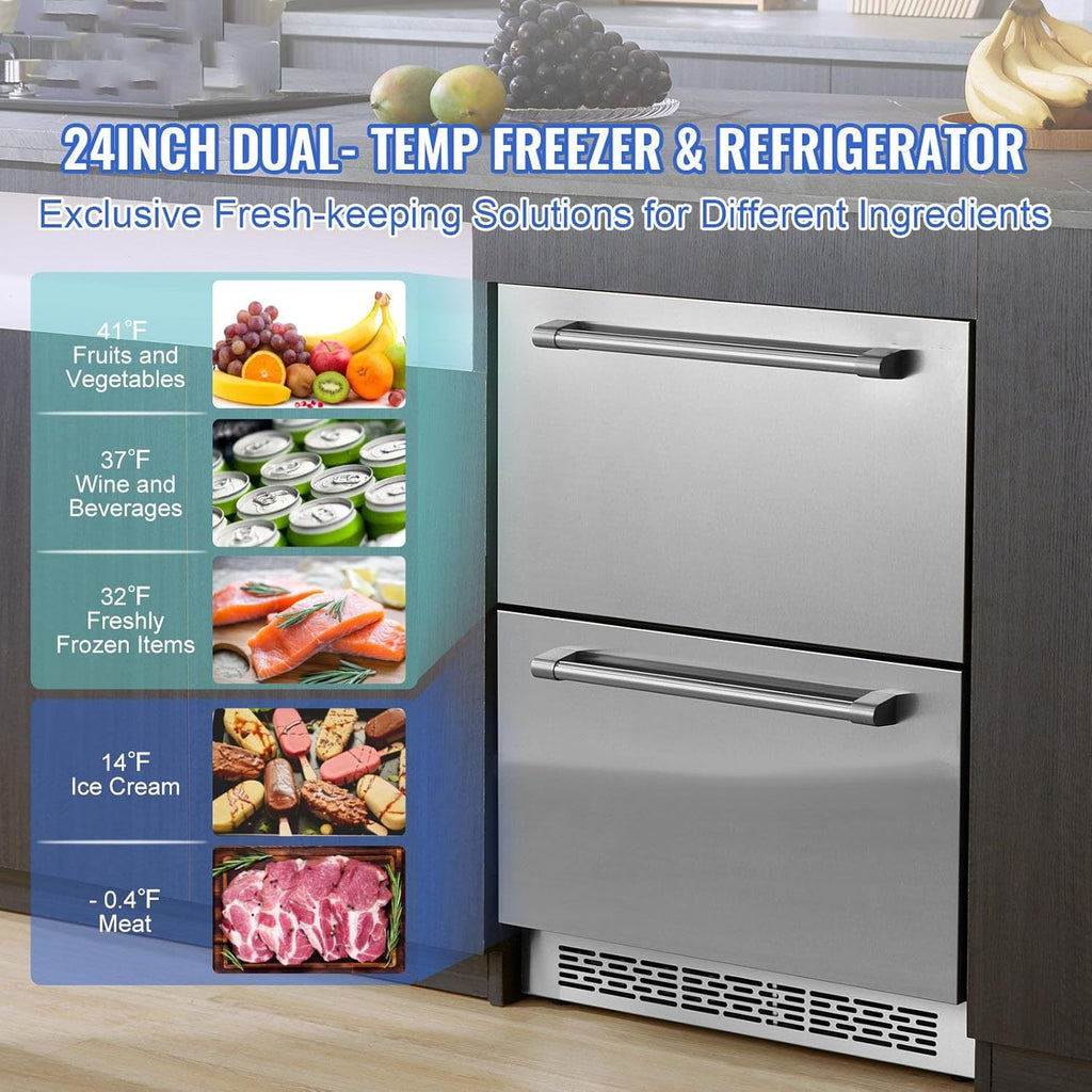 24 inch Undercounter Refrigerator, 2 Drawer, 4.87 Cu.ft. Capacity, silver U878137
