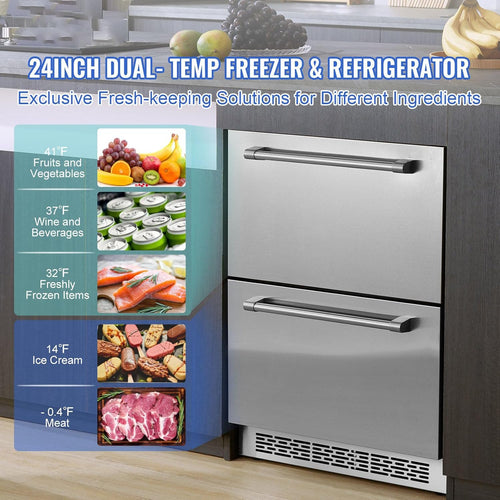 24 inch Undercounter Refrigerator, 2 Drawer, 4.87 Cu.ft. Capacity, silver U878137
