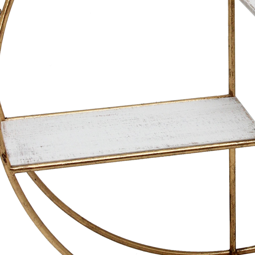 Round Metal Frame Wall Shelf with 2 Display Cases I80230