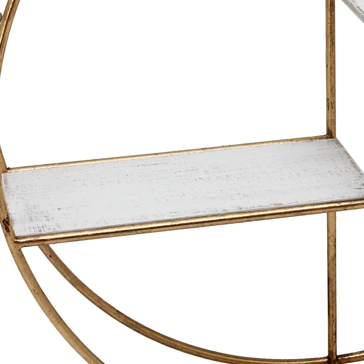 Round Metal Frame Wall Shelf with 2 Display Cases I80230