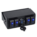 4 Gang Rocker Toggle Switch Panel USB Quick Charger Voltmeter Blue Led Pre-Wired Surface Mount Box H348