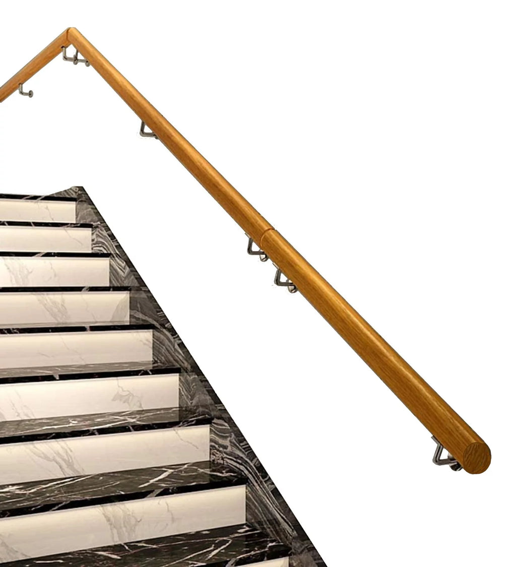 Silver 15 FT Long Wooden Stair Handrail with Iron Bracket P553
